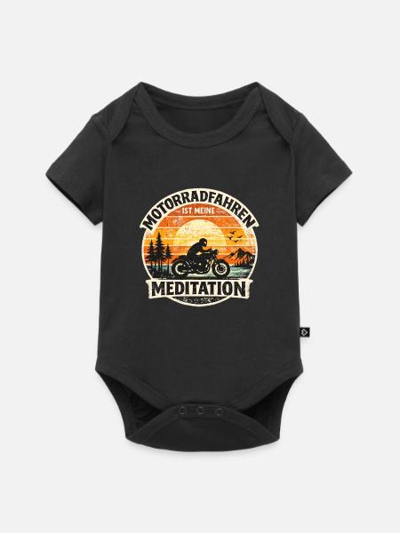 Motorrad Meditation Sonnenuntergang - Baby Premium Kurzarmbody - Schwarz