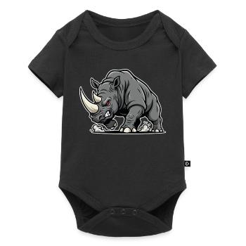 Rhinoceros Powerful Anger Wild Animal Logo - Baby Premium short-sleeve bodysuit - black - Front