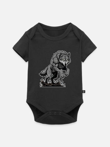 Werwolf Mighty Racing Maskottchen Wolf - Baby Premium Kurzarmbody - Schwarz
