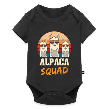 Alpaca Squad Funny Alpaca Sunglasses Design - Baby Premium short-sleeve bodysuit - black - Front