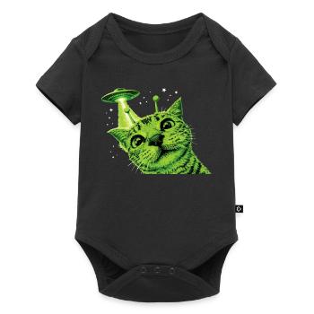 Alien Cat UFO - Baby Premium short-sleeve bodysuit - black - Front