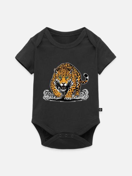 Jaguar-Leopard greift Wassermaskottchen Räuber an - Baby Premium Kurzarmbody - Schwarz