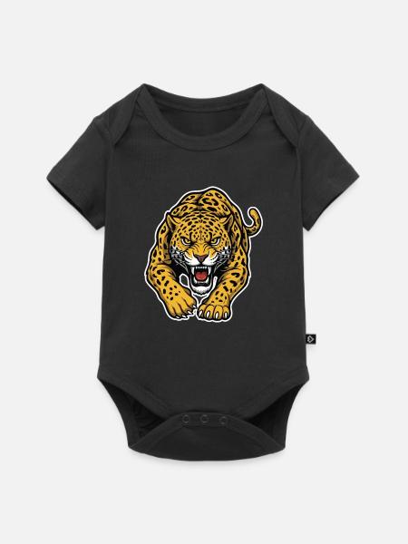 Leopard-Jaguar Wild Attack Maskottchen-Raubtier - Baby Premium Kurzarmbody - Schwarz