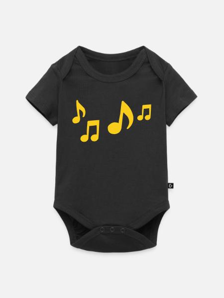 Gelbe Musiknoten Kontrast - Baby Premium Kurzarmbody - Schwarz