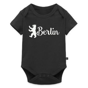Berlin Bär Logo Schriftzug - Baby Premium Kurzarmbody - Schwarz - Vorne