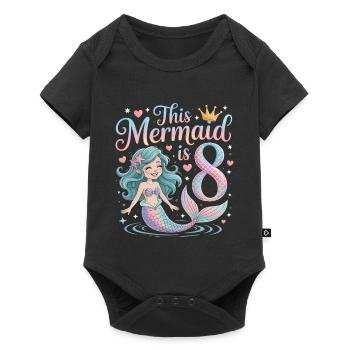 Mermaid 8th Birthday 8 Years - Baby Premium short-sleeve bodysuit - black - Front