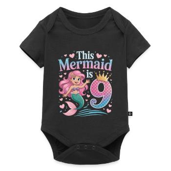 Mermaid 9th Birthday 9 Years - Baby Premium short-sleeve bodysuit - black - Front
