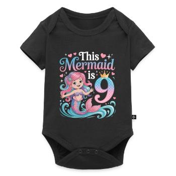 Mermaid 9th Birthday 9 Years - Baby Premium short-sleeve bodysuit - black - Front