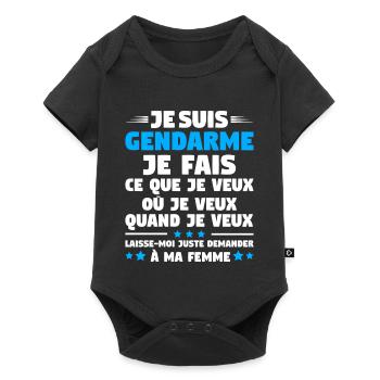 Humor Gendarme Couple Husband Gendarmerie - Baby Premium short-sleeve bodysuit - black - Front