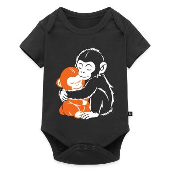 Hugging Monkeys Cozy Embrace - Baby Premium short-sleeve bodysuit - black - Front