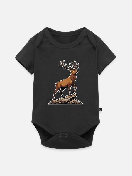 Majestätischer Hirschwald-Logo Maskottchenhirsch - Baby Premium Kurzarmbody - Schwarz
