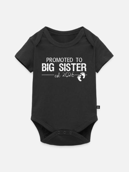 Beförderung zum Big Sister 2026 Trikot - Baby Premium Kurzarmbody - Schwarz