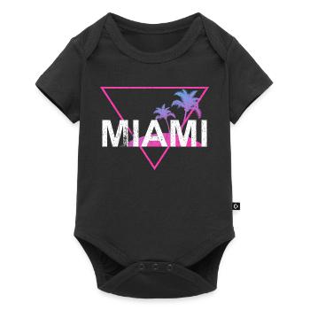 Miami Neon Palm Trees Rétro - Body à manches courtes Premium Bébé - noir - Devant