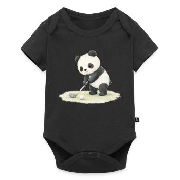 Panda Playing Golf Illustration - Baby Premium short-sleeve bodysuit - black - Front
