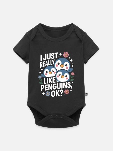 Pinguin Trio Spruchbild - Baby Premium Kurzarmbody - Schwarz