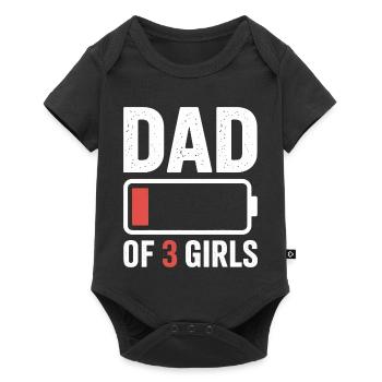 T-shirt Icône de la batterie Papa de trois filles - Body à manches courtes Premium Bébé - noir - Devant
