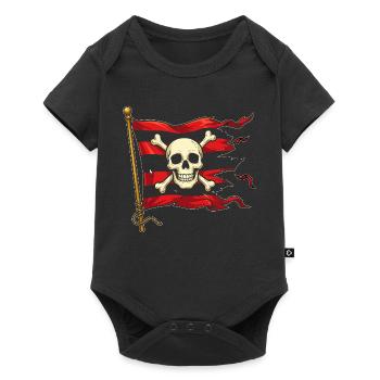 Crâne sur drapeau pirate - Body à manches courtes Premium Bébé - noir - Devant