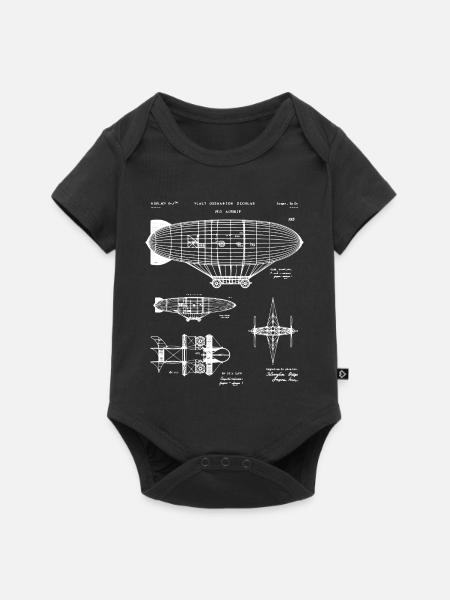 Zeppelin-Bauplan-Skizze - Baby Premium Kurzarmbody - Schwarz