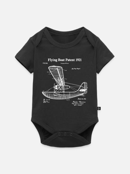 Flugboot-Patent - Baby Premium Kurzarmbody - Schwarz