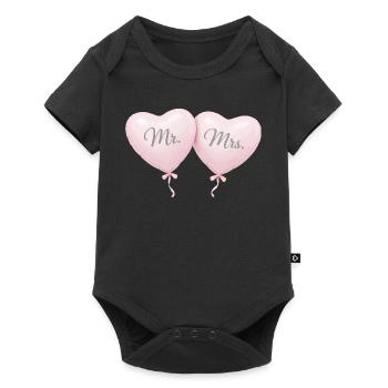 Motif du couple ballon en forme de cœur de Mrs Mme - Body à manches courtes Premium Bébé - noir - Devant