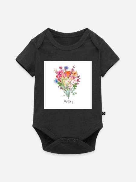 Hello Spring - Baby Premium Kurzarmbody - Schwarz