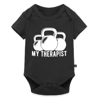 My Therapist Kettlebell Fun GYM Fitness - Baby Premium short-sleeve bodysuit - black - Front