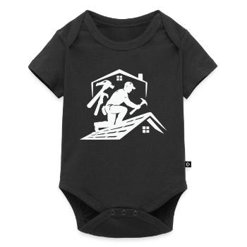 Silhouette du couvreur sur le toit - Body à manches courtes Premium Bébé - noir - Devant