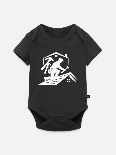 Dachdecker Silhouette am Dach - Baby Premium Kurzarmbody - Schwarz