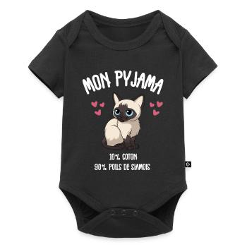 Lustige Siamkatzen-Pyjamas - Baby Premium Kurzarmbody - Schwarz - Vorne