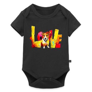 Love Jack Russell Dog Motif Heart - Baby Premium short-sleeve bodysuit - black - Front
