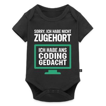 Gedanken statt Gehör am Pixelmonitor - Baby Premium Kurzarmbody - Schwarz - Vorne