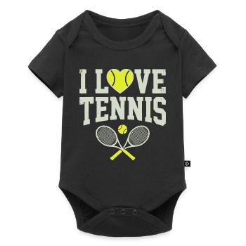 T-shirt de tennis, t-shirt I Love Tennis, sweat à capuche, bonnet - Body à manches courtes Premium Bébé - noir - Devant