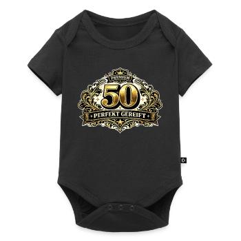 50. Geburtstag Premium Ornament - Baby Premium Kurzarmbody - Schwarz - Vorne