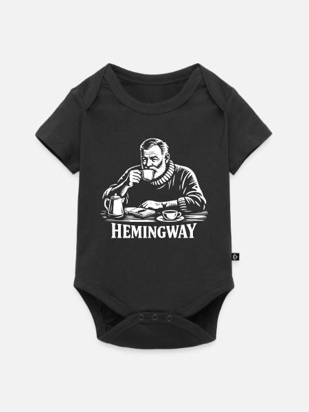 Hemingway Kaffee-Silhouette - Baby Premium Kurzarmbody - Schwarz