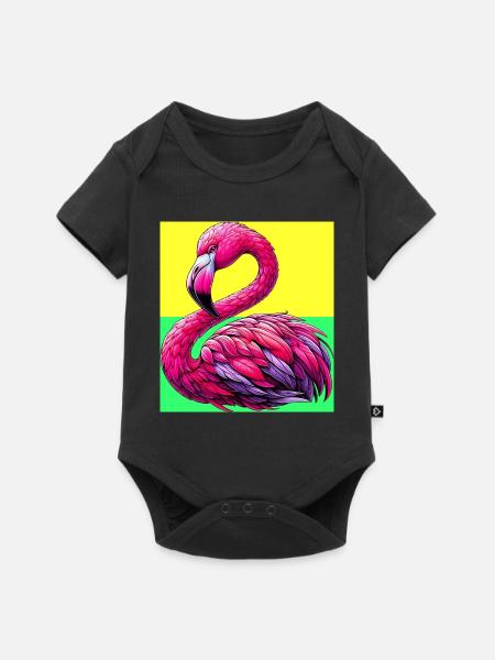 Flamingo - Baby Premium Kurzarmbody - Schwarz