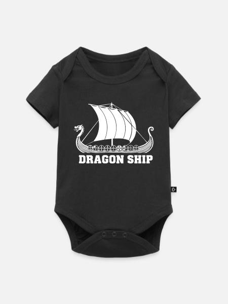 Drakkar-Drachen-Schiff Wikinger-Norse-Schiff - Baby Premium Kurzarmbody - Schwarz