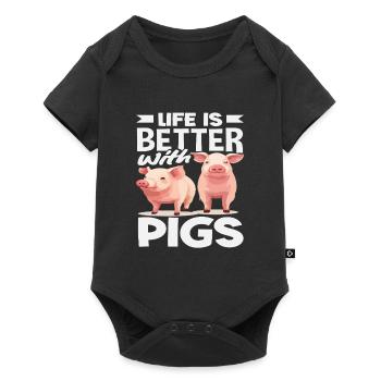 La vie est meilleure avec la ferme de cochons - Body à manches courtes Premium Bébé - noir - Devant