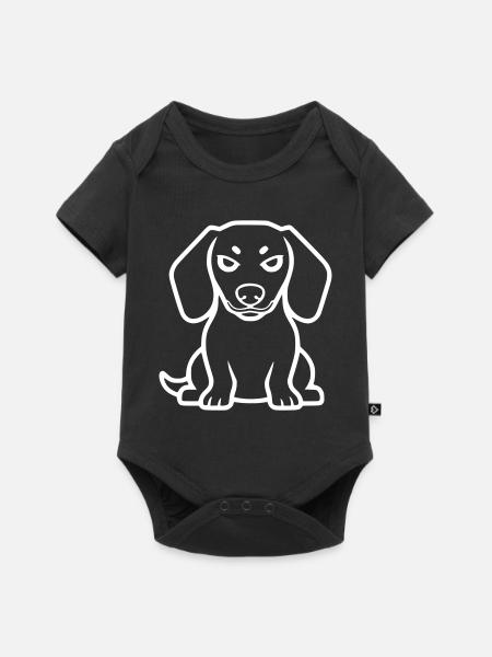 Dackel Hund Outline Kontur - Baby Premium Kurzarmbody - Schwarz