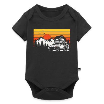 Roof tent camping shirt for off-road fans - Baby Premium short-sleeve bodysuit - black - Front