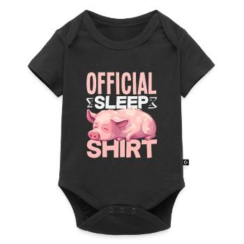 Offizielles Schlafshirt Süßes Schwein - Baby Premium Kurzarmbody - Schwarz - Vorne
