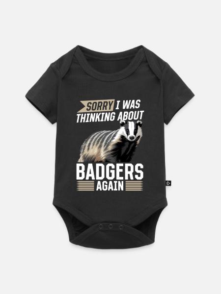 Funny Animal Badger - Baby Premium Kurzarmbody - Schwarz