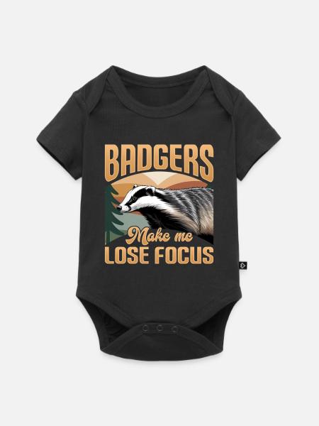 Funny Animal Badger - Baby Premium Kurzarmbody - Schwarz