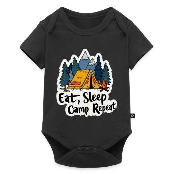 Camping Spruch Eat Sleep Camp Repeat Camper Outdoo - Baby Premium short-sleeve bodysuit - black - Front