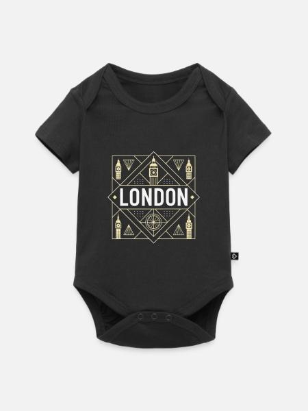 London Deco Geometrie - Baby Premium Kurzarmbody - Schwarz