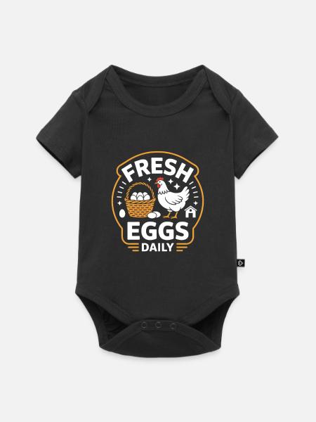 Fresh Eggs Daily Hühnerhalter Huhn - Baby Premium Kurzarmbody - Schwarz