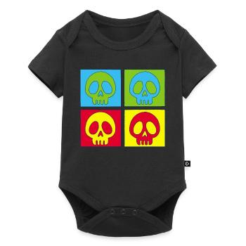 Skulls and four-colour printing - Baby Premium short-sleeve bodysuit - black - Front