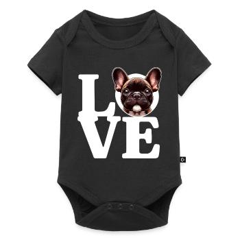 LIEBE Französischer Bulldoggen-Hund Hundeliebhaber Lustig - Baby Premium Kurzarmbody - Schwarz - Vorne
