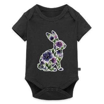 Fleurs en forme de lapin - Body à manches courtes Premium Bébé - noir - Devant