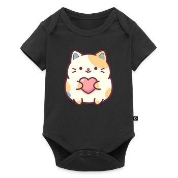 Kawaii Cat Heart Cartoon Motif for Cats Fans - Baby Premium short-sleeve bodysuit - black - Front
