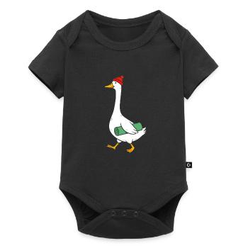 Goose with knitted hat and yoga mat - Baby Premium short-sleeve bodysuit - black - Front